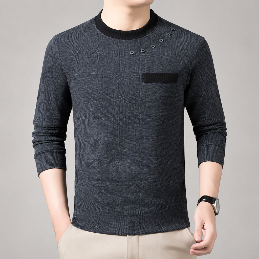 Sawyer Men’s Textured Crewneck Pocket Sweater