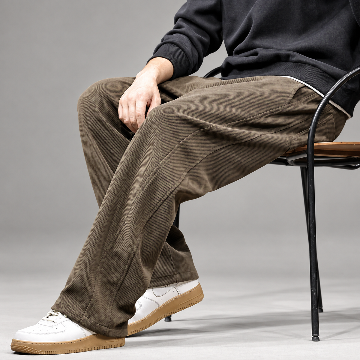 Marksen Men’s Relaxed Straight-Leg Ribbed Pants