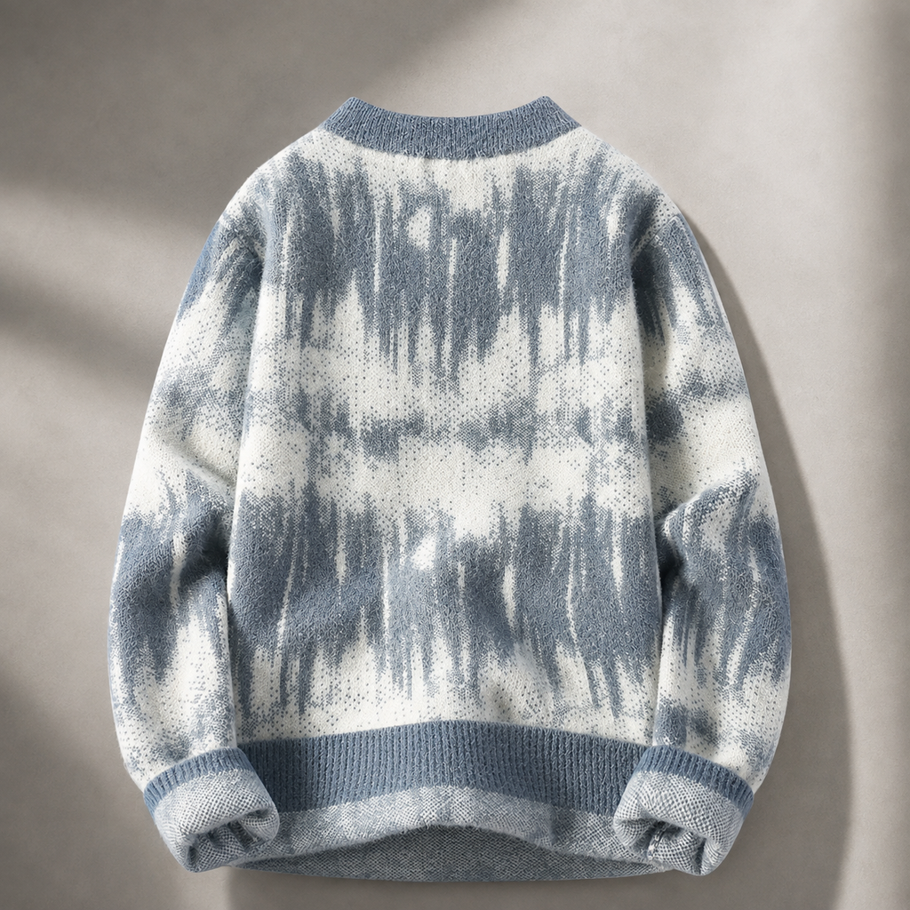 Sebastian Men's Abstract Knit Sweater – Relaxed Fit Patterned Crew Neck Pullover
