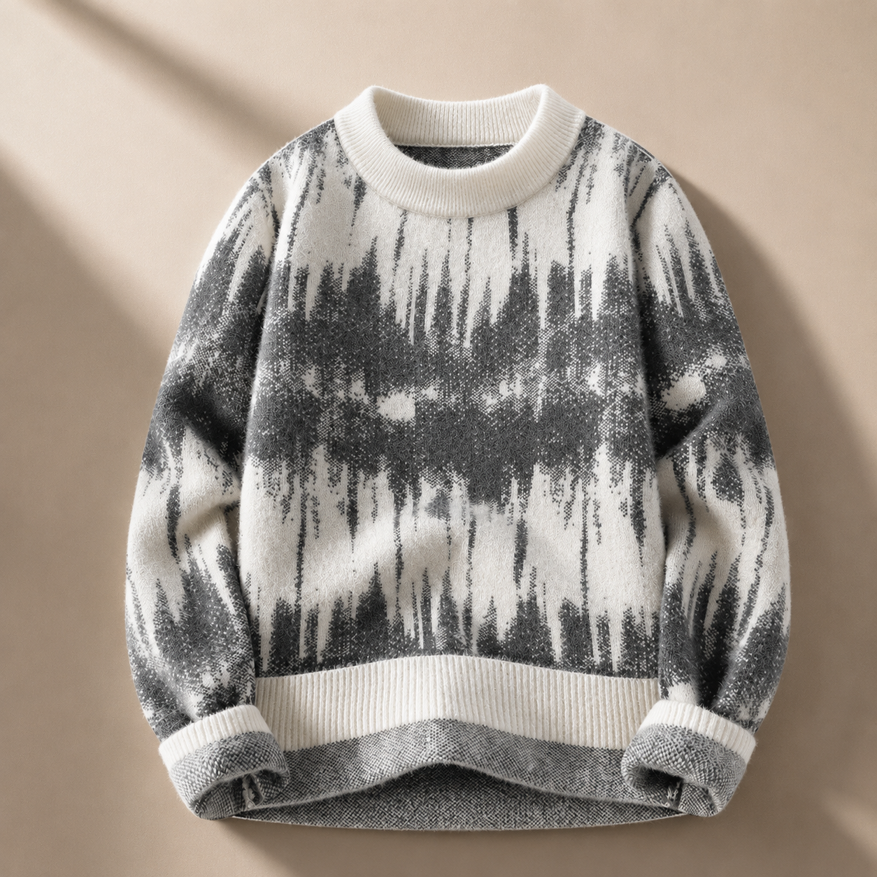 Sebastian Men's Abstract Knit Sweater – Relaxed Fit Patterned Crew Neck Pullover