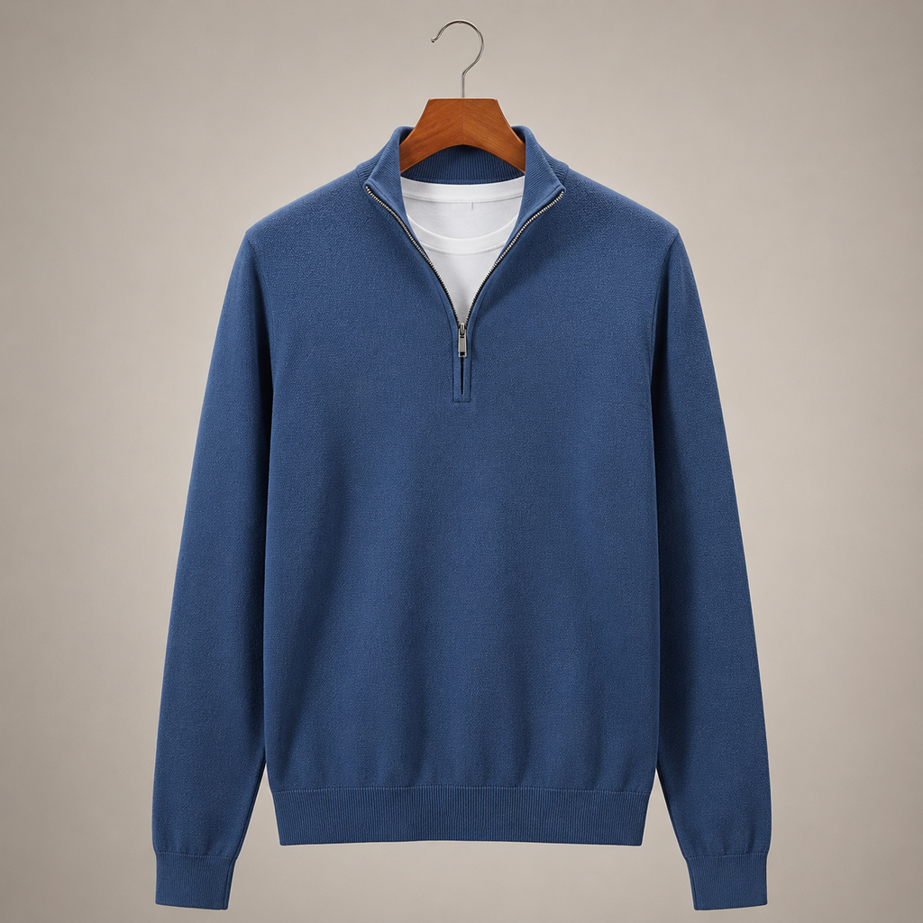Spencer Men's Cotton Quarter Zip Sweater Classic Fit Pullover