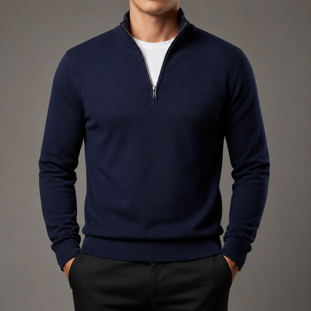 Spencer Men's Cotton Quarter Zip Sweater Classic Fit Pullover