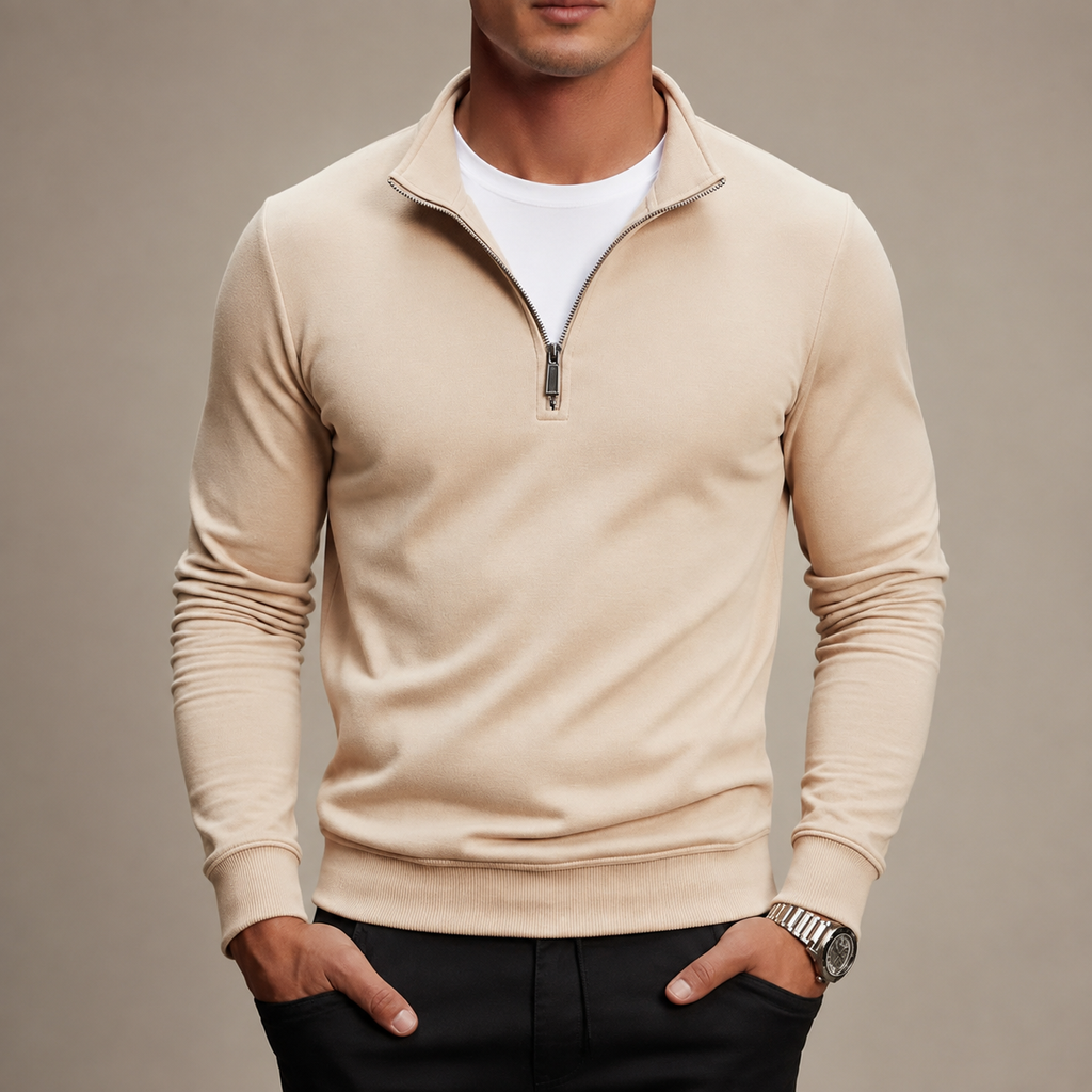 Spencer Men's Cotton Quarter Zip Sweater Classic Fit Pullover