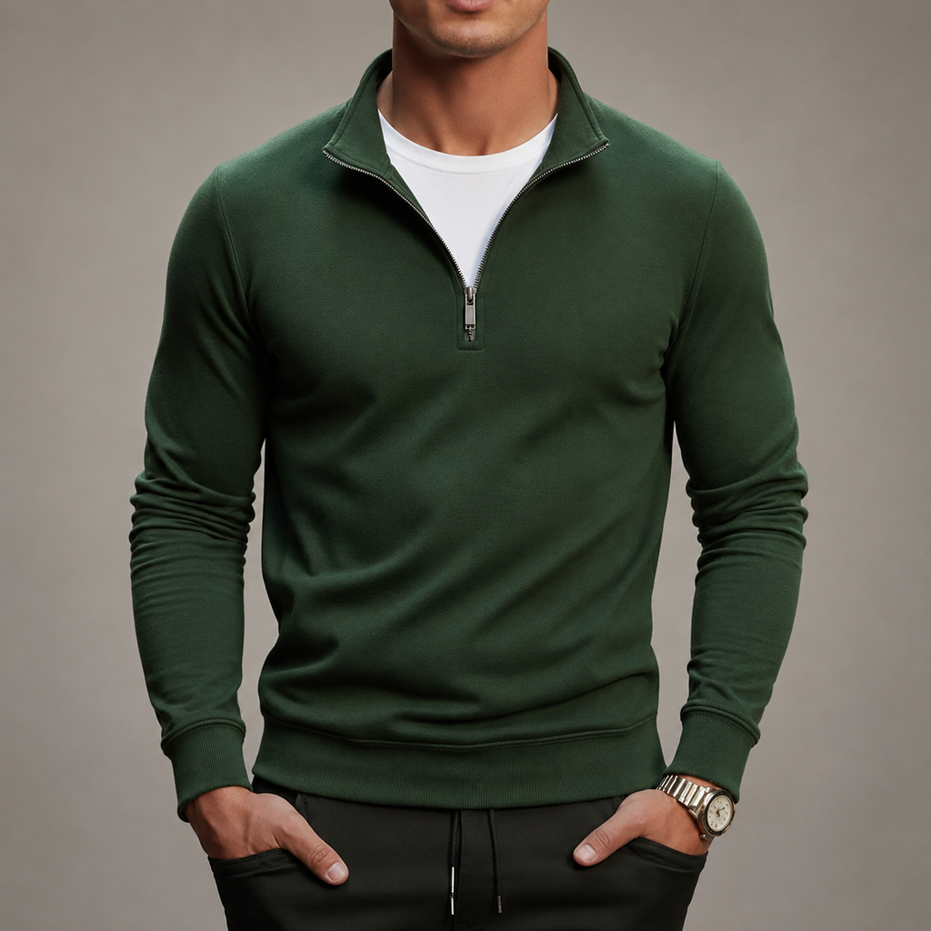 Spencer Men's Cotton Quarter Zip Sweater Classic Fit Pullover