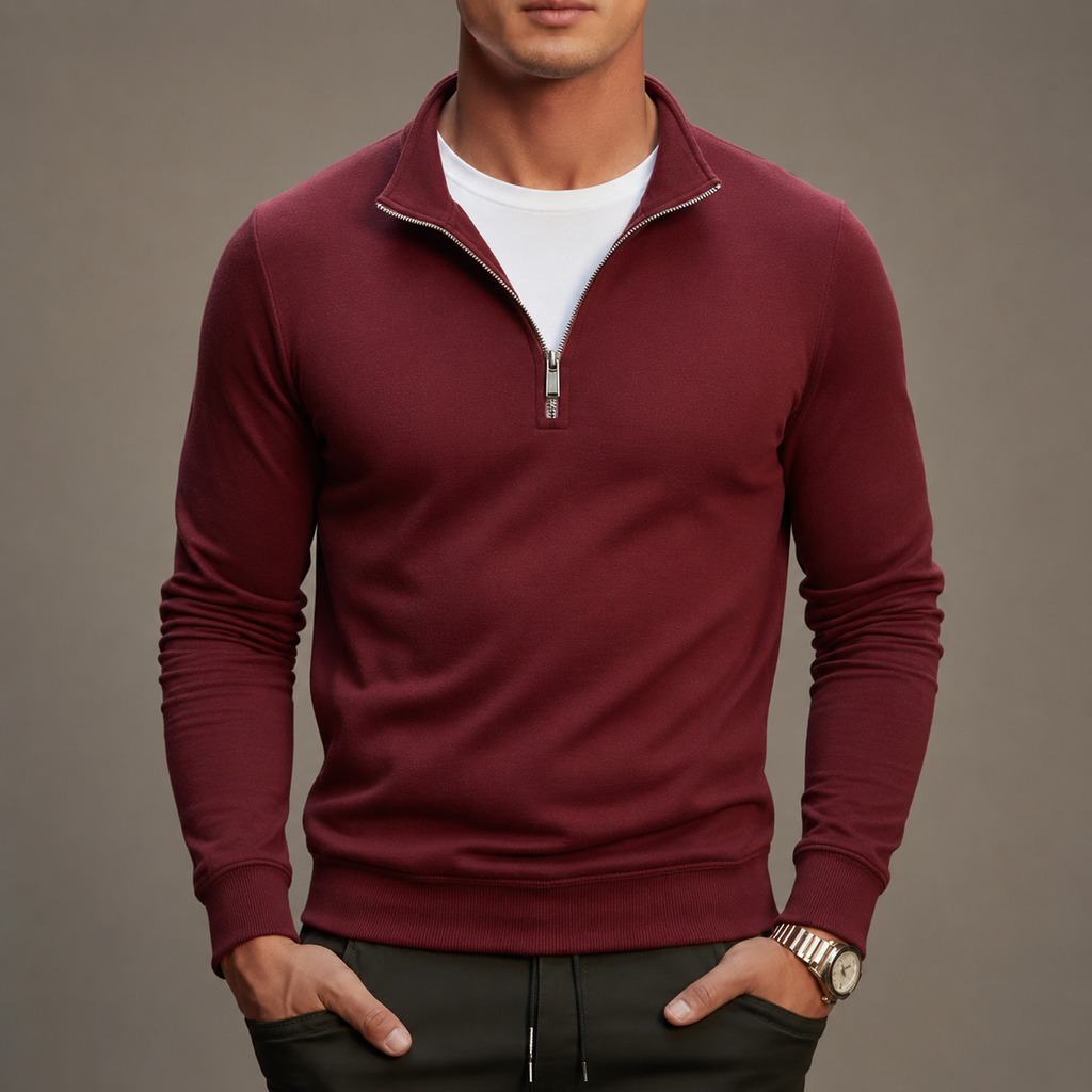 Spencer Men's Cotton Quarter Zip Sweater Classic Fit Pullover