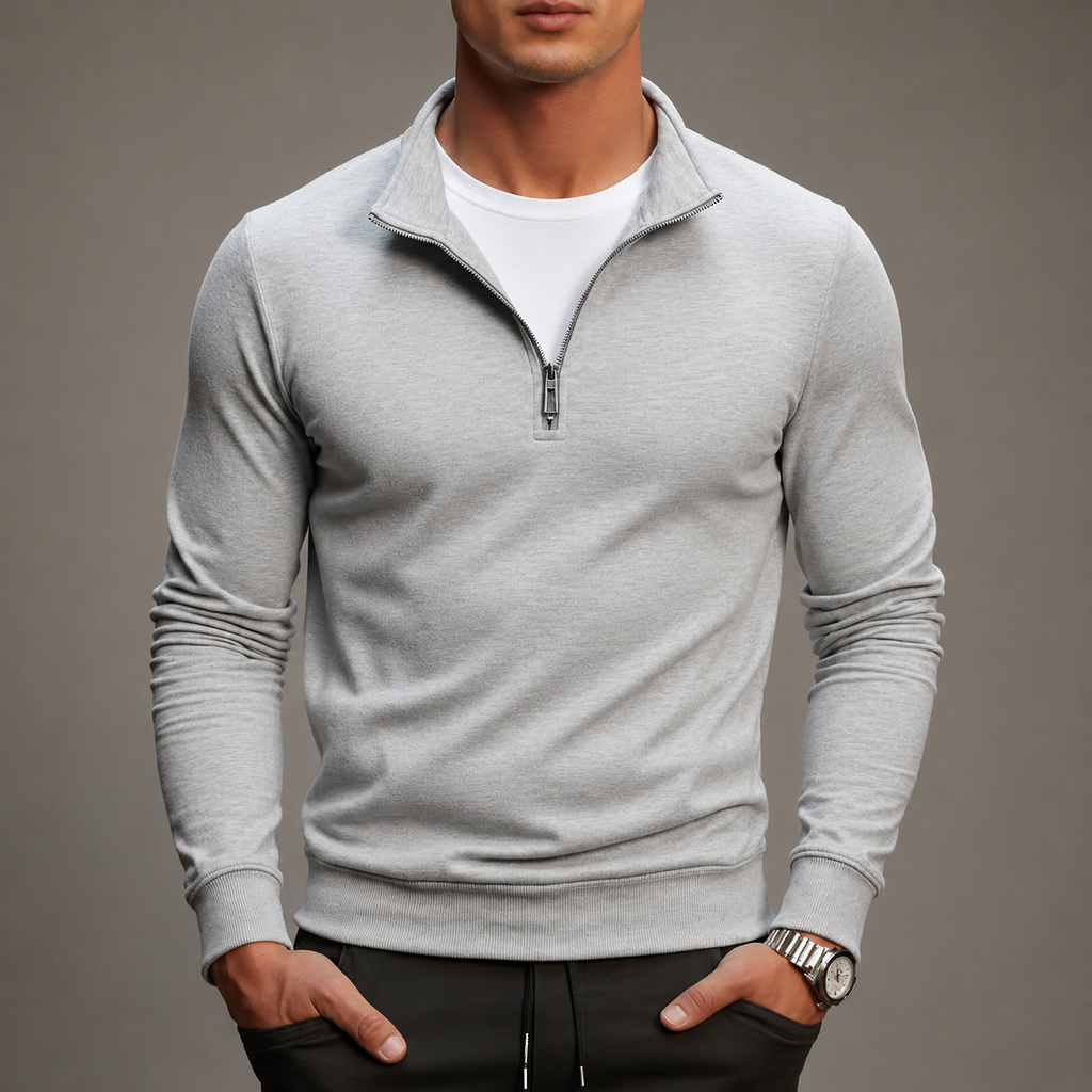 Spencer Men's Cotton Quarter Zip Sweater Classic Fit Pullover