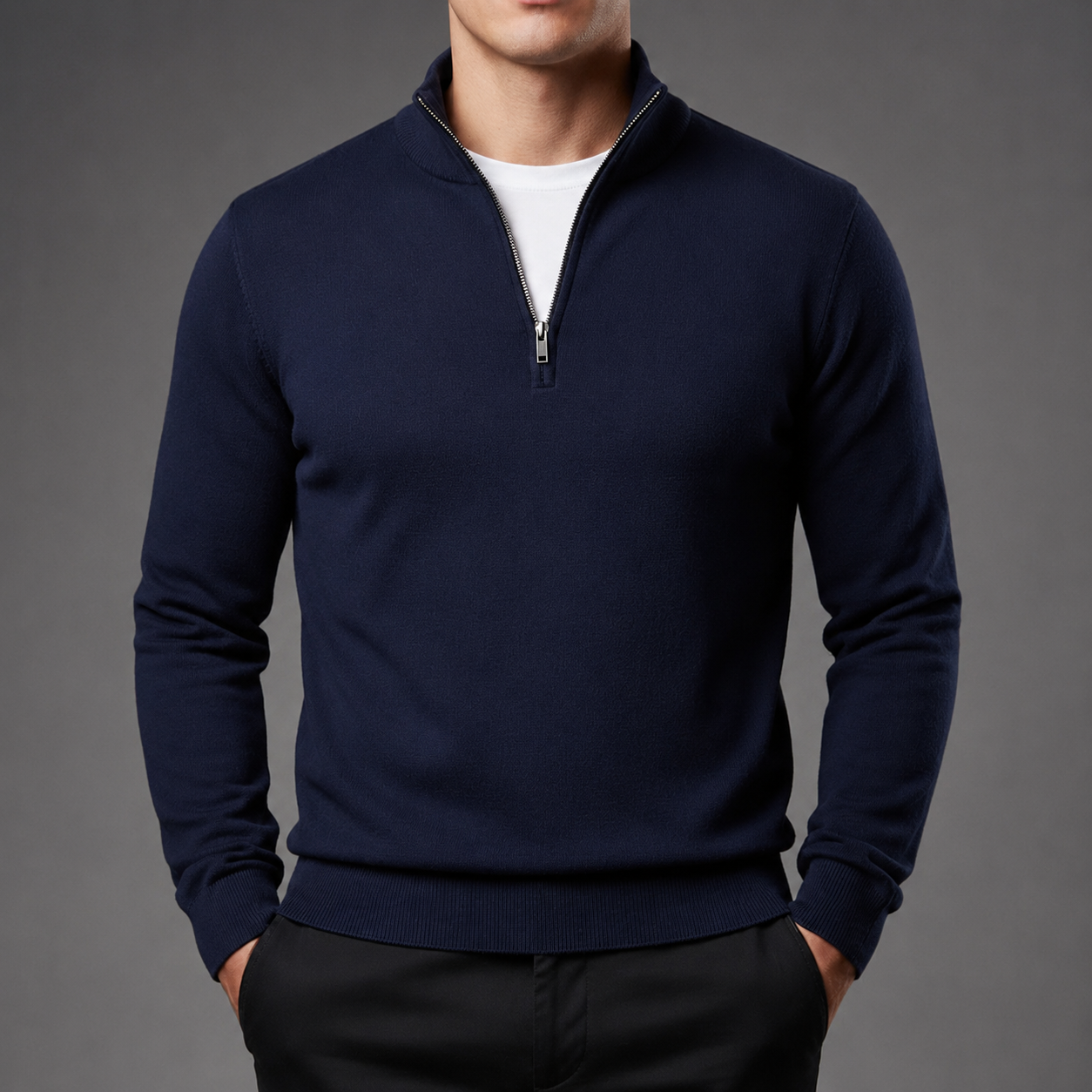 Spencer Men's Cotton Quarter Zip Sweater Classic Fit Pullover