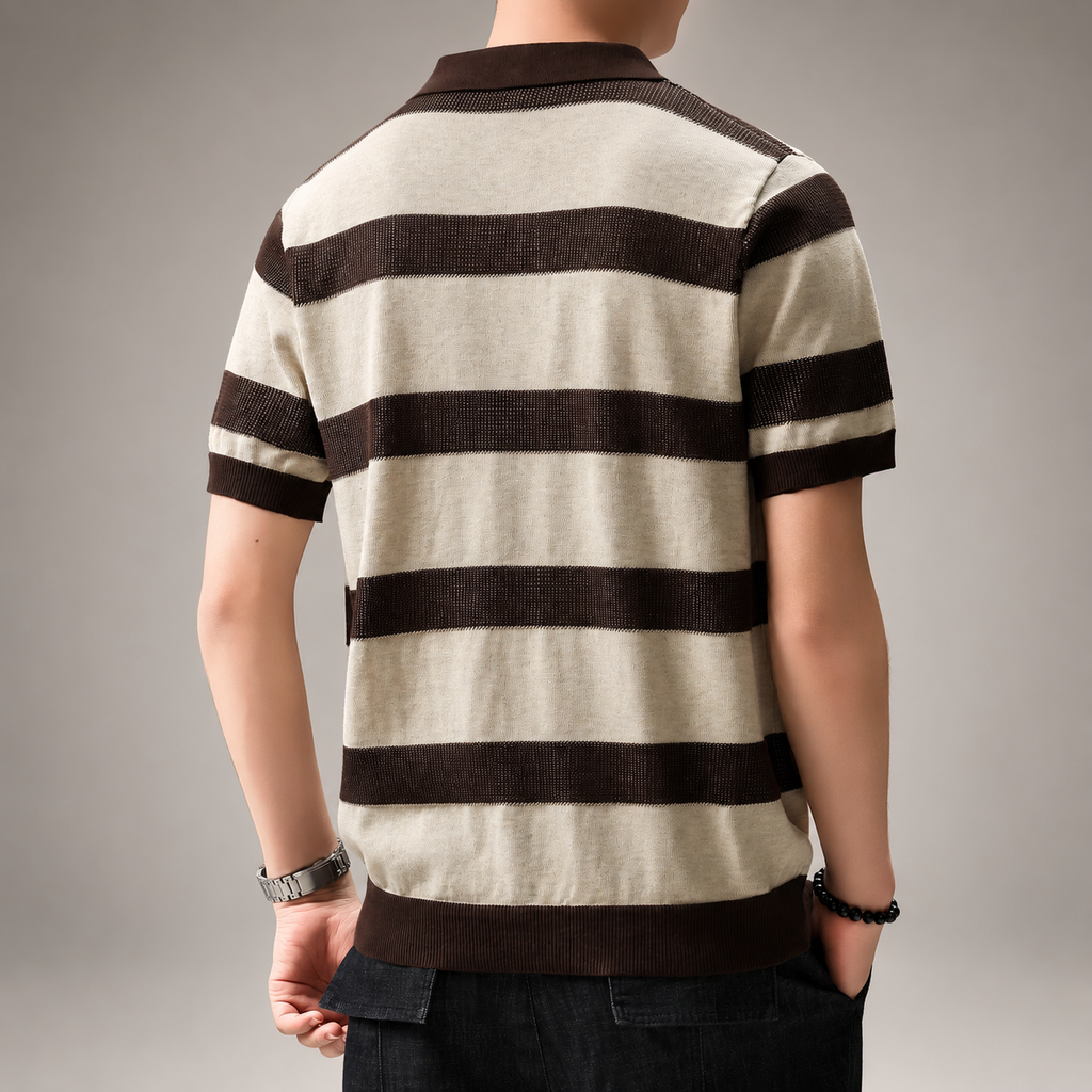 Riccardo Men’s Striped Knit Polo Shirt