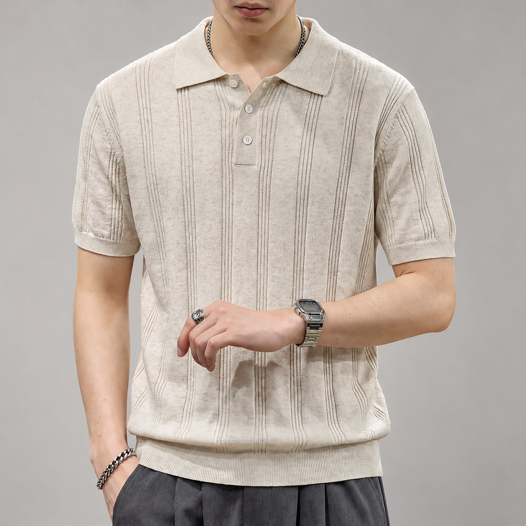 Clive Men’s Short Sleeve Textured Polo Shirt