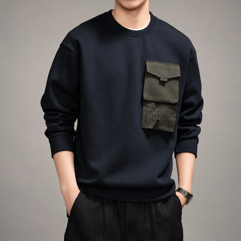 Alistair Men's Crewneck Sweatshirt with Dual Utility Pockets