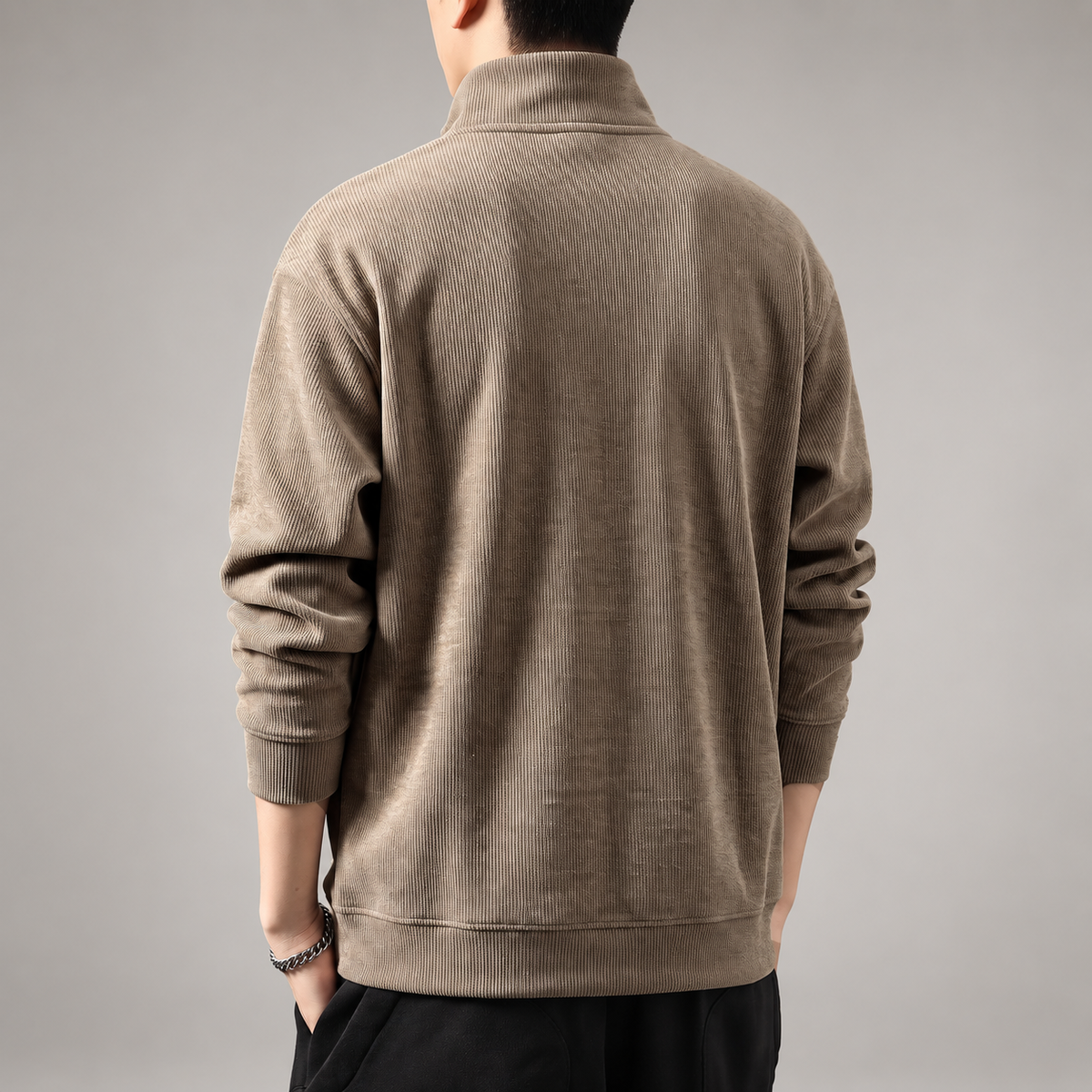 Fiorenzo Men’s Three-Button Ribbed Henley Sweater