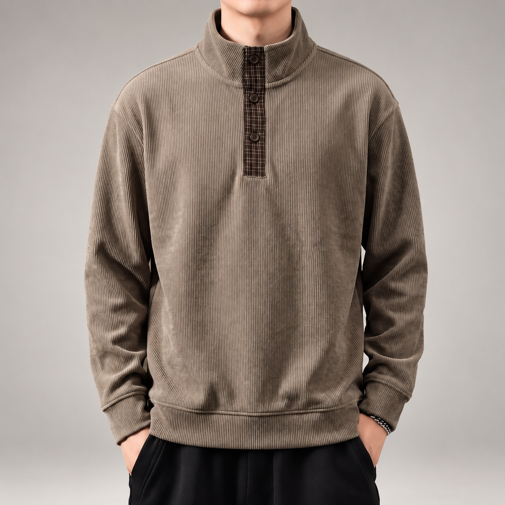 Fiorenzo Men’s Three-Button Ribbed Henley Sweater