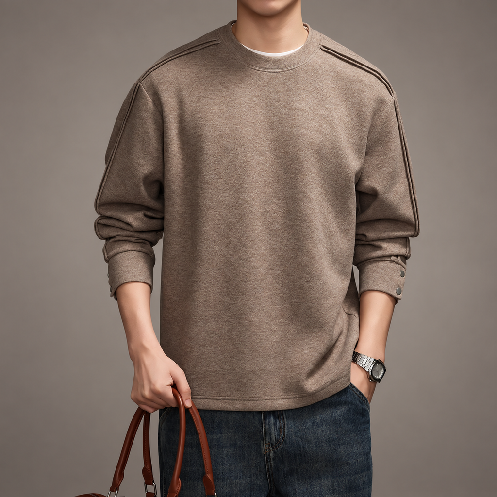 Tiziano Men’s Crewneck Sweatshirt with Snap Cuffs
