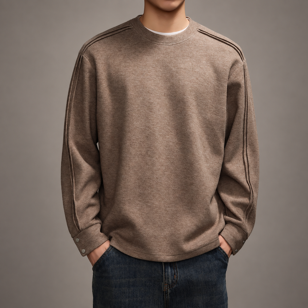 Tiziano Men’s Crewneck Sweatshirt with Snap Cuffs