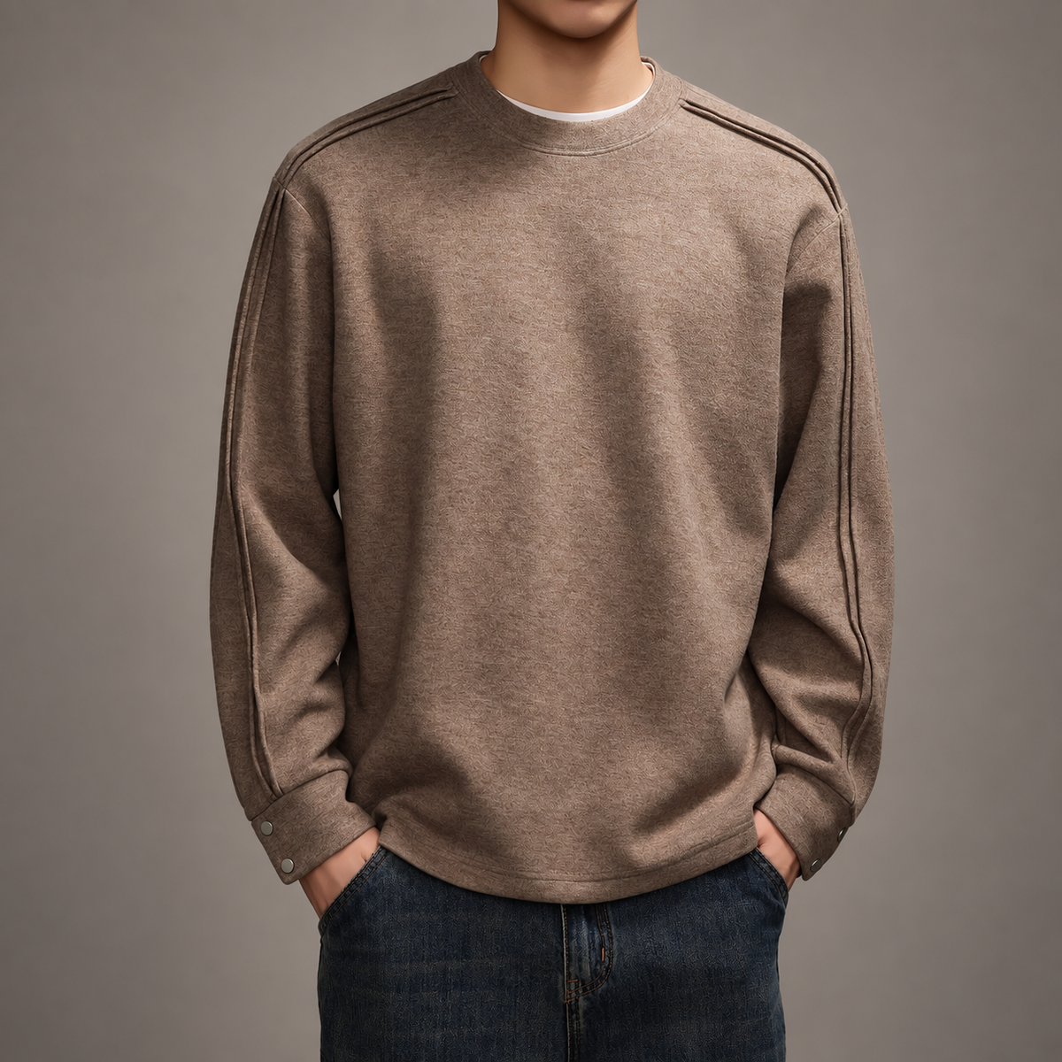 Tiziano Men’s Crewneck Sweatshirt with Snap Cuffs