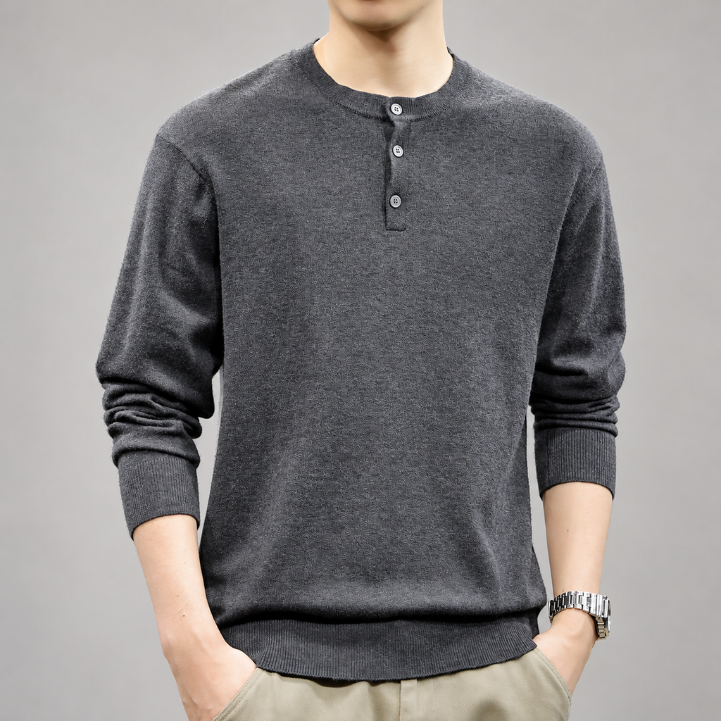 Alistair Men’s Three-Button Henley Knit Sweater