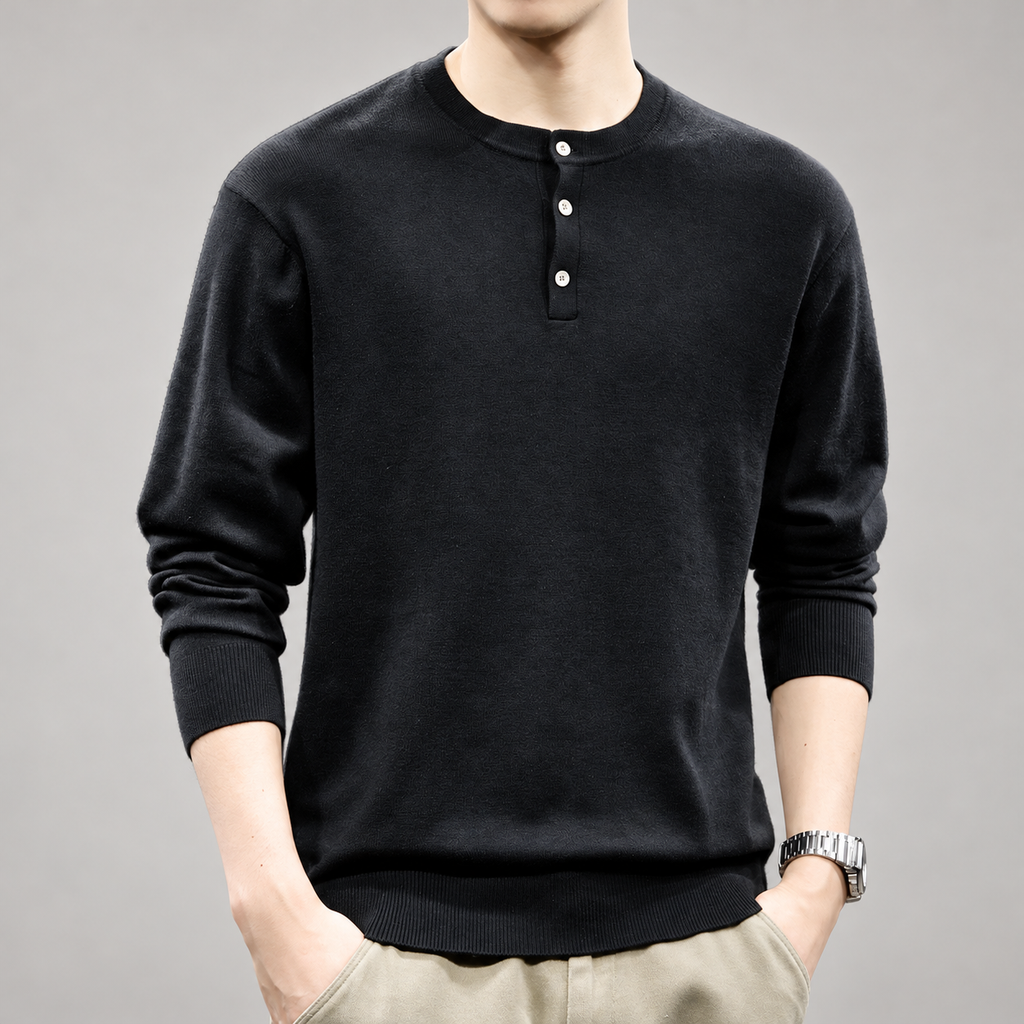 Alistair Men’s Three-Button Henley Knit Sweater