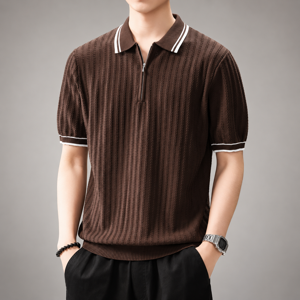 Fiorenzo Men’s Short Sleeve Knit Polo with Contrast Trim