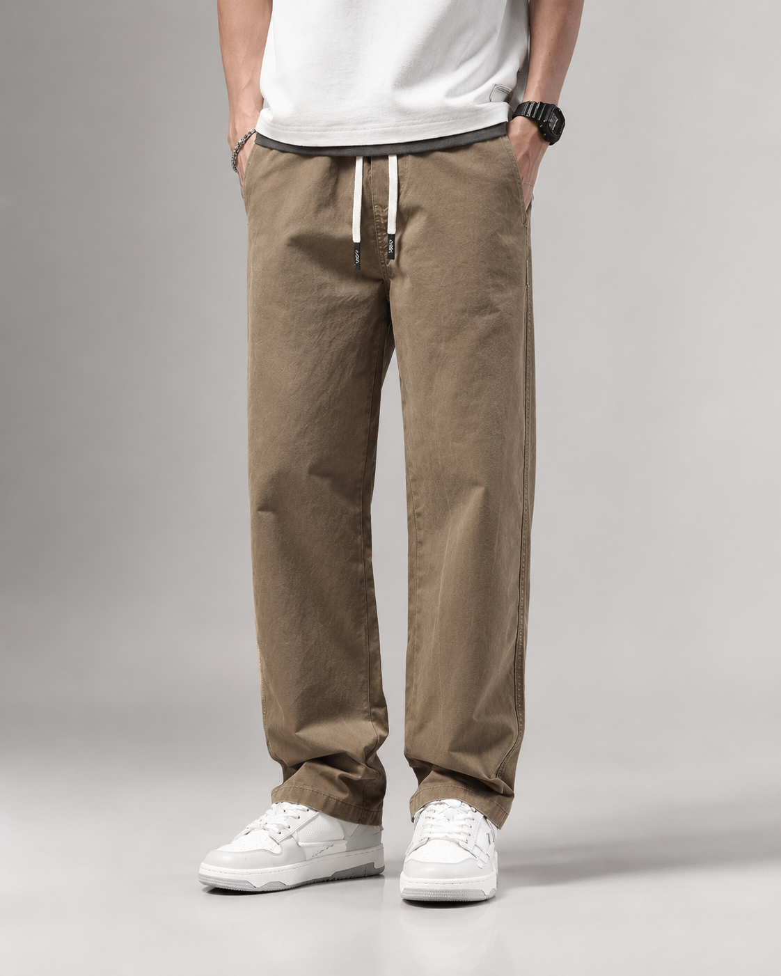 Travis Men's Drawstring Casual Pants – Relaxed Straight Leg Everyday Trousers