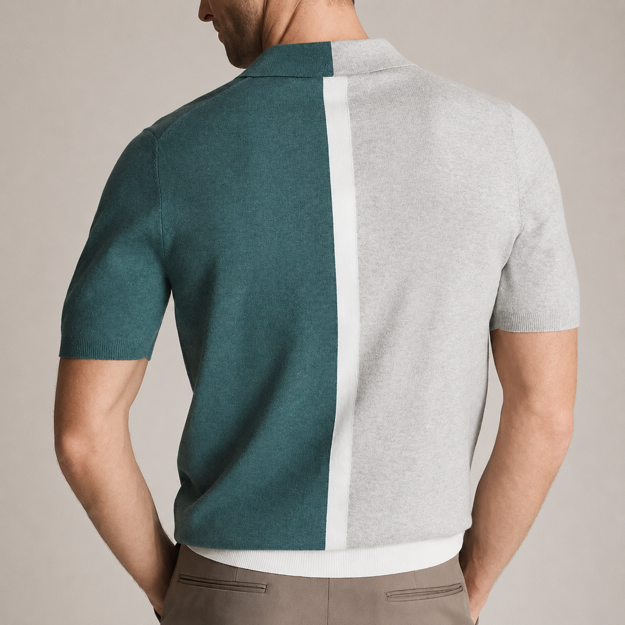 Tristan Men's Cotton Polo T-Shirt – Split Color Short Sleeve Casual Shirt