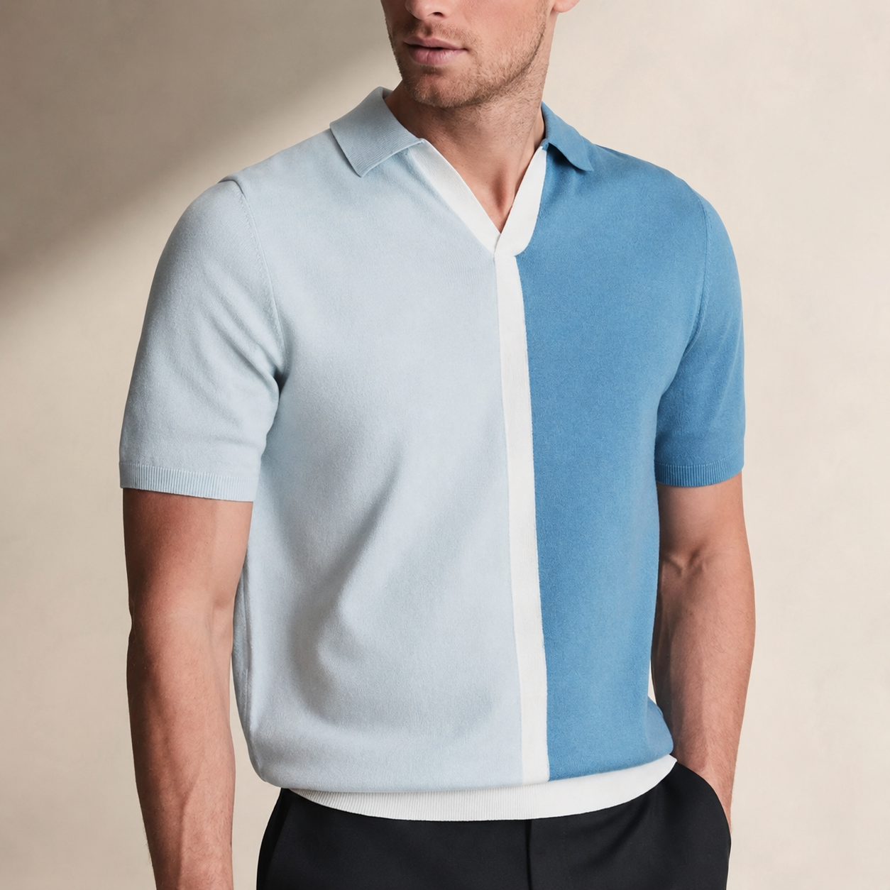 Tristan Men's Cotton Polo T-Shirt – Split Color Short Sleeve Casual Shirt