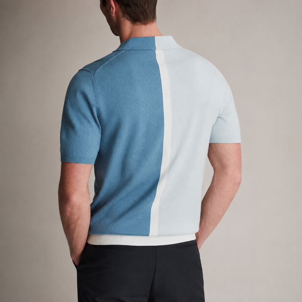 Tristan Men's Cotton Polo T-Shirt – Split Color Short Sleeve Casual Shirt