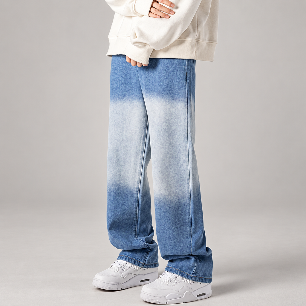 Tristan Men’s Gradient-Wash Wide-Leg Jeans