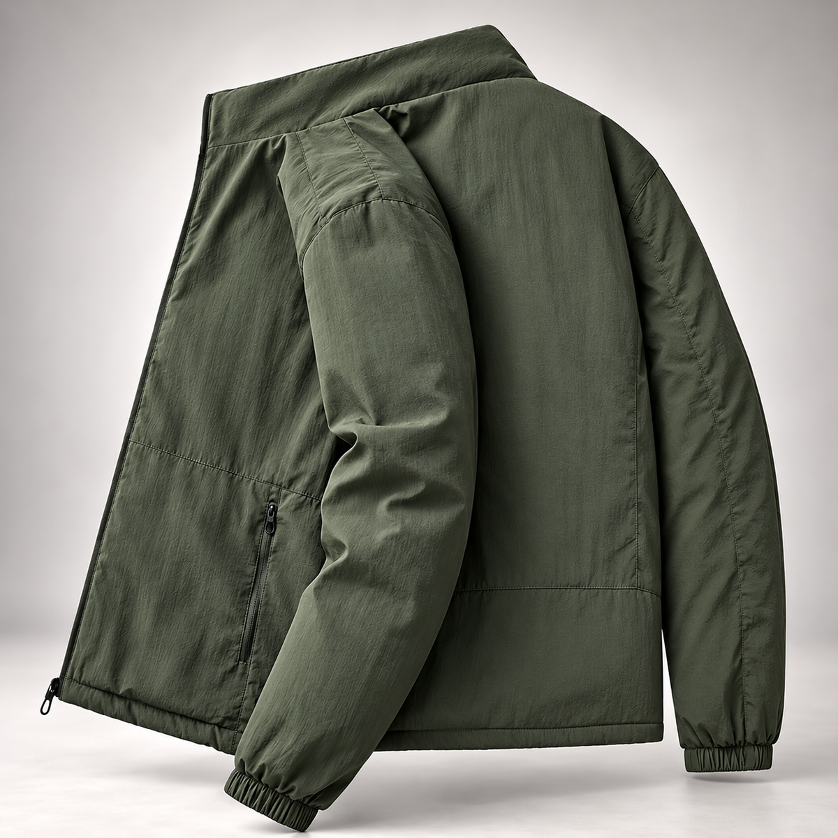 Velor Plush-Lined Casual Full-Zip Jacket