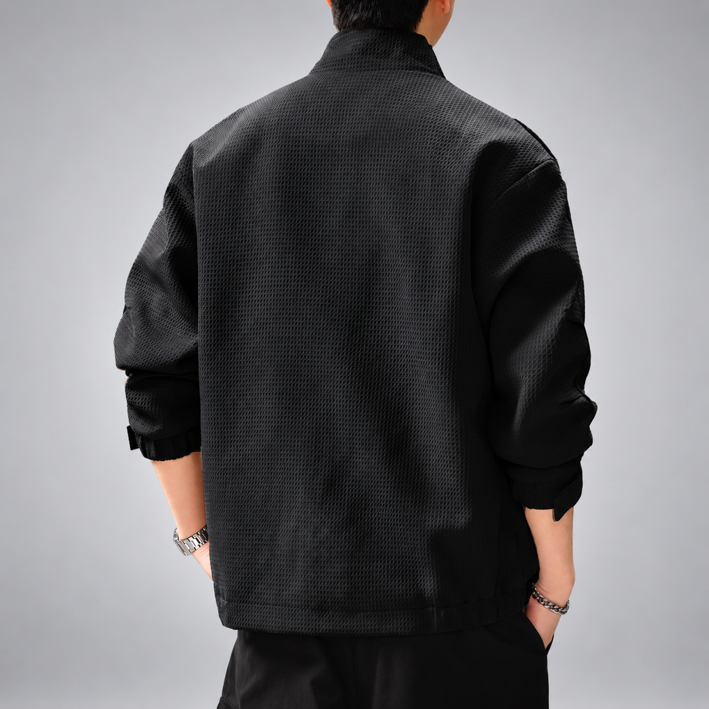 Orson Men's Waffle Textured Zip-Front Jacket with Stand Collar