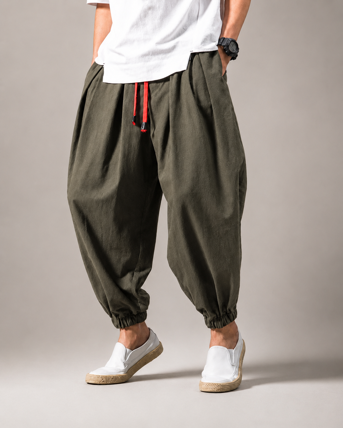 Walker Men's Linen Cotton Jogger Pants – Lightweight Drawstring Casual Trousers