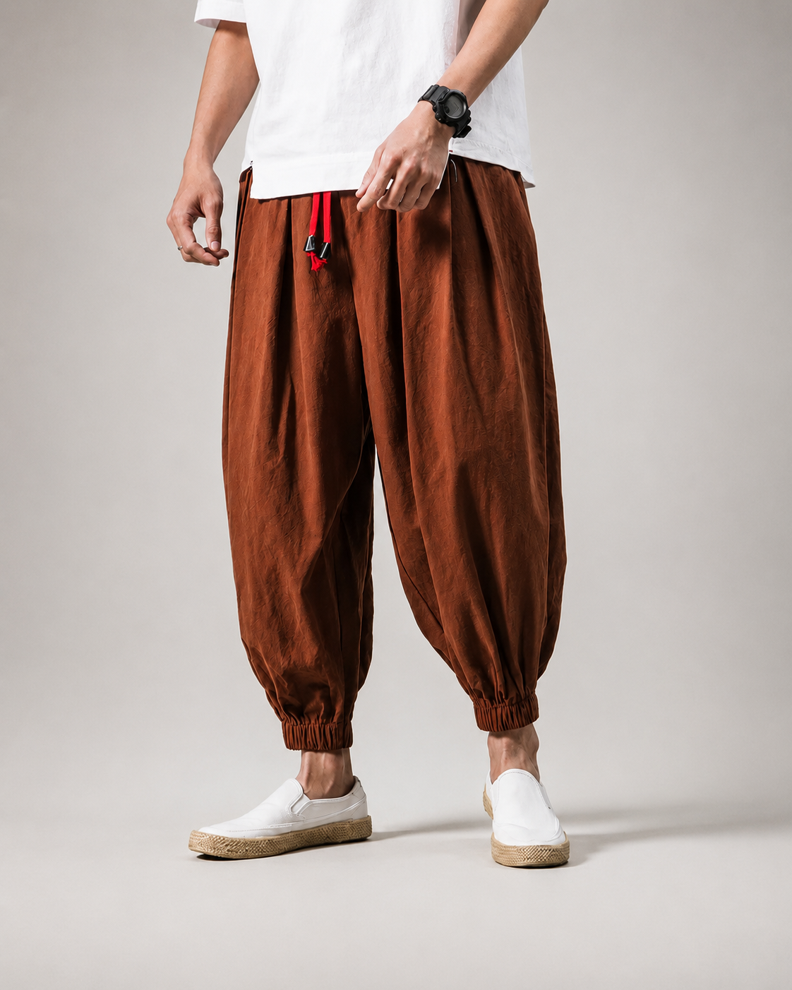 Walker Men's Linen Cotton Jogger Pants – Lightweight Drawstring Casual Trousers