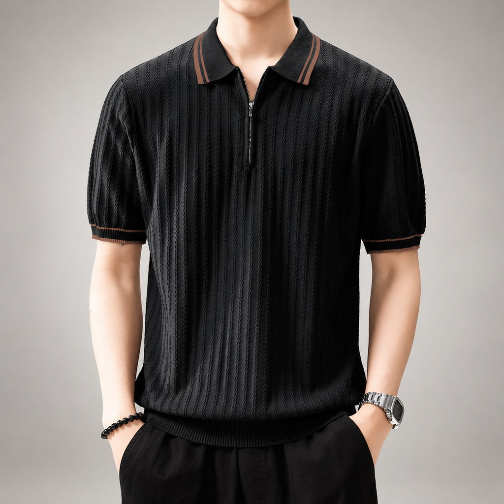Fiorenzo Men’s Short Sleeve Knit Polo with Contrast Trim