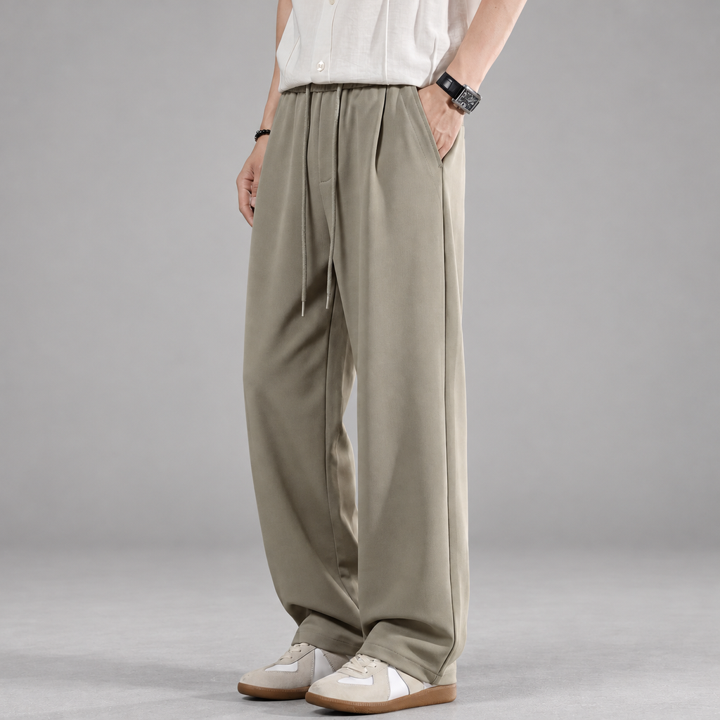 Anderson Men's Pleated Wide-Leg Drawstring Pants