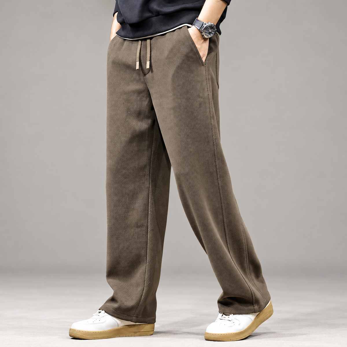 Marksen Men’s Relaxed Straight-Leg Ribbed Pants
