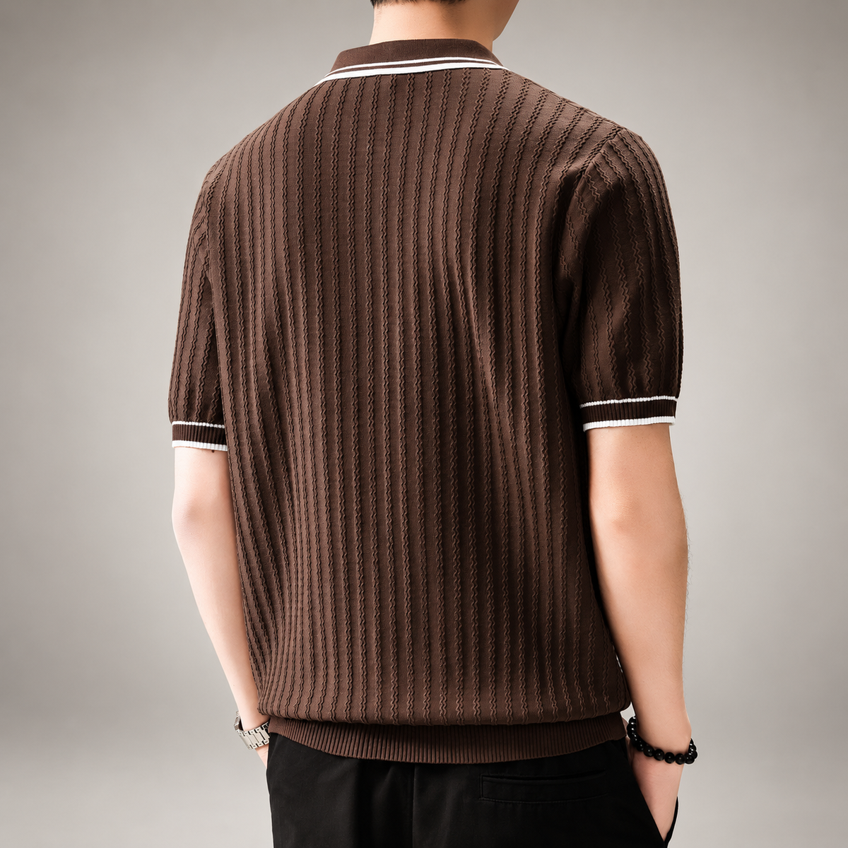 Fiorenzo Men’s Short Sleeve Knit Polo with Contrast Trim