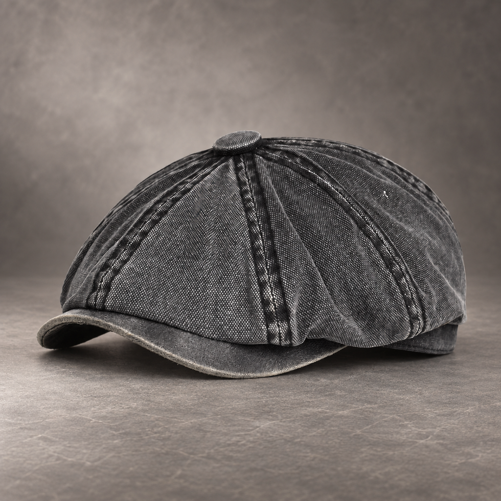 Whitaker Washed Eight-Panel Newsboy Cap with Contrast Brim