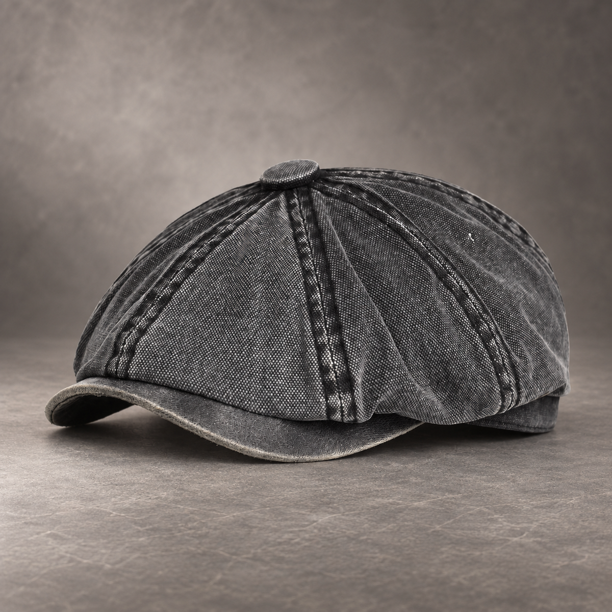 Whitaker Washed Eight-Panel Newsboy Cap with Contrast Brim
