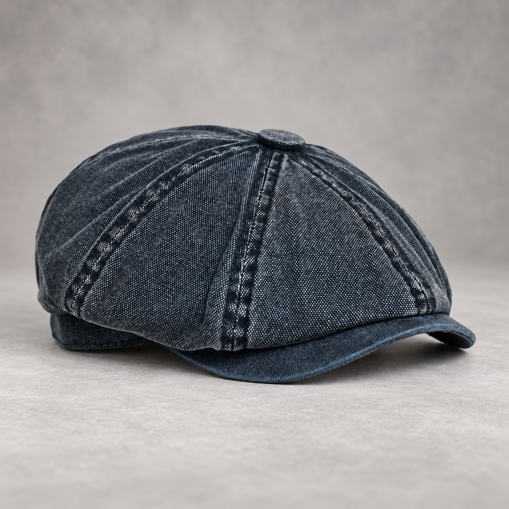 Whitaker Washed Eight-Panel Newsboy Cap with Contrast Brim