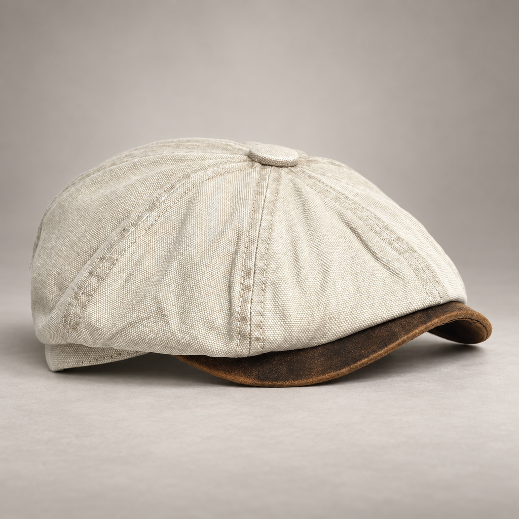 Whitaker Washed Eight-Panel Newsboy Cap with Contrast Brim
