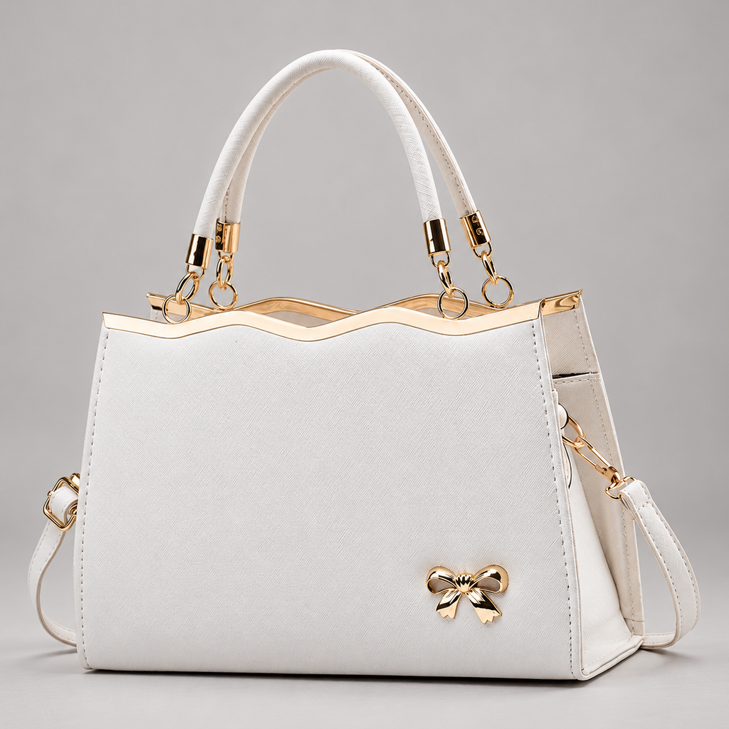 Monica Women’s Structured Handbag with Gold-Tone Bow