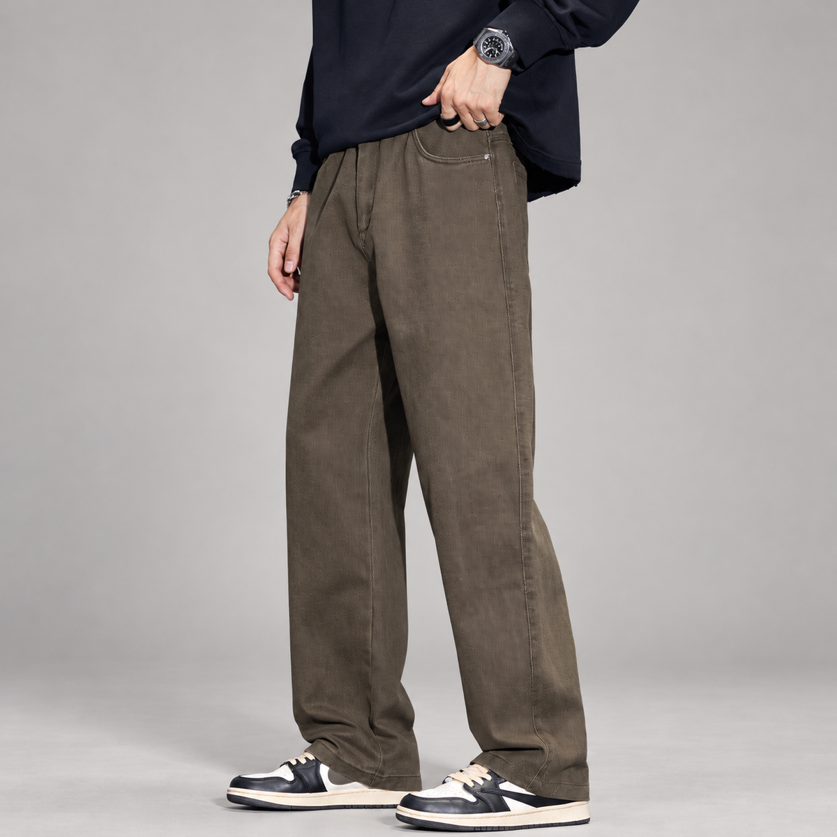 Alistair Fenwick Men's Washed Wide-Leg Pants